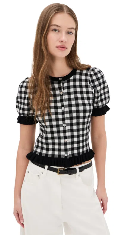 Rails Aurora Cardigan Black White Gingham In Animal Print