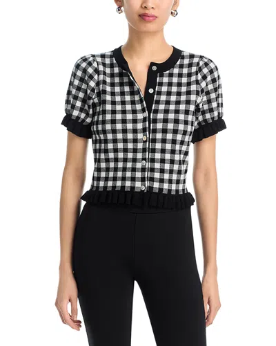 Rails Aurora Plaid Ruffle Trim Top In Black