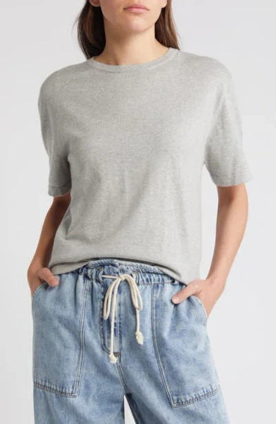 Rails Avery Short Sleeve Cotton & Cashmere Sweater In Heather Grey