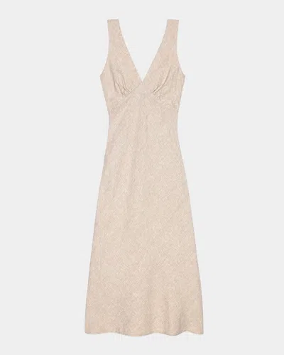 Rails Womens Heathered Flax Avianna V-neck Linen Midi Dress In Neutral