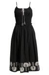 Rails Baja Rickrack Cotton Sundress In Black Ivory Palm Trees
