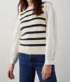 RAILS BAMBI SWEATER VEST W/ CONTRASTING SLEEVES IN IVORY NAVY STRIPE