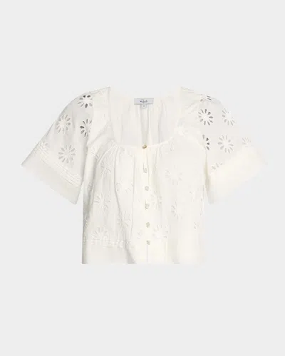 RAILS BAMBINA EYELET-EMBROIDERED CROPPED BLOUSE