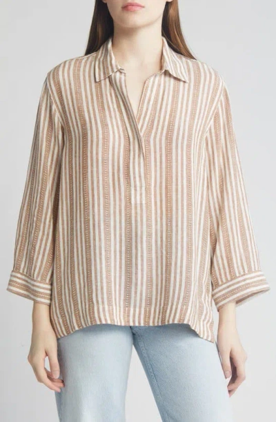 Rails Banks Stripe Linen Blend Leno Shirt In Palo Santo Stripe