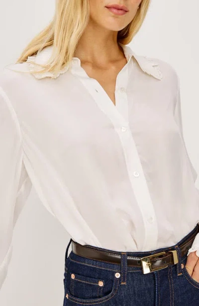 Rails Beatrix Lace Trim Button Front Top In White