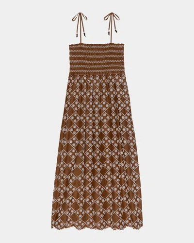 Rails Becca Embroidered Cotton Maxi Dress In Brown