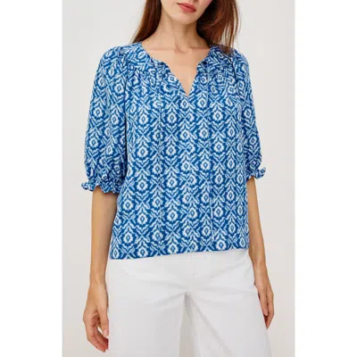 Rails Belina Floral Three-quarter Sleeve Top In Blue