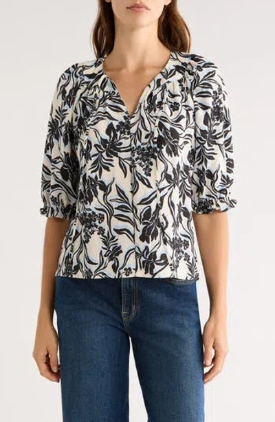 Rails Belina Floral Three-quarter Sleeve Top In Zinya