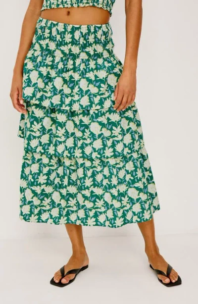Rails Belle Floral Print Tiered Midi Skirt In Black