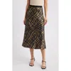 Rails Berlin Abstract Print Satin Midi Skirt In Cypress
