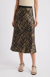 Rails Berlin Abstract Print Satin Midi Skirt In Cypress
