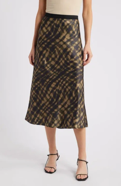 Rails Berlin Abstract Print Satin Midi Skirt In Multi