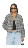 Rails Womens Blake Funnel-neck Woven Jacket Mini Check In Blue