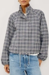 Rails Womens Blake Funnel-neck Woven Jacket Mini Check In Blue