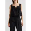 Rails Blythe Tie Front Cotton Crop Top In Black