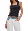 Rails Bobbie Rib Square Neck Tank In Black