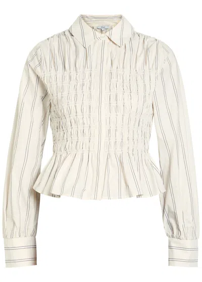 Rails Bradshaw Smocked Cotton-poplin Shirt In Neutral