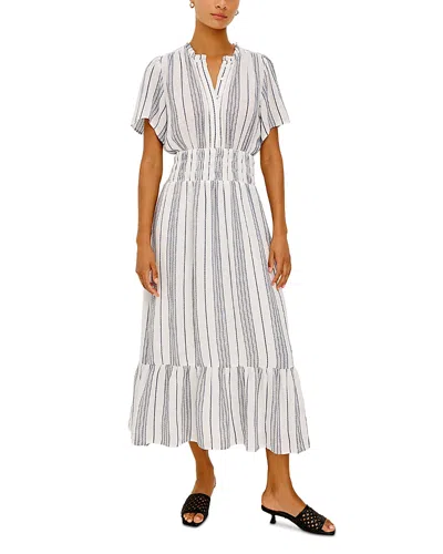 Rails Womens Salino Stripe Brent Stripe Linen-blend Maxi Dress Xl In Gray