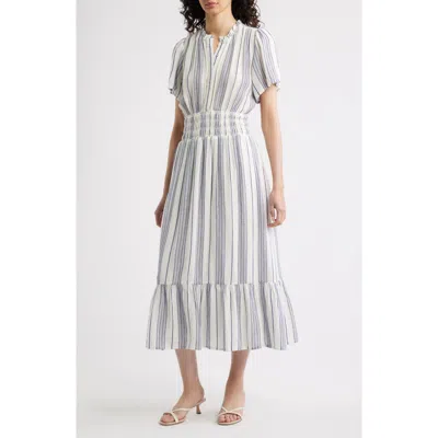 Rails Brent Stripe Smocked Waist Midi Dress In Multi