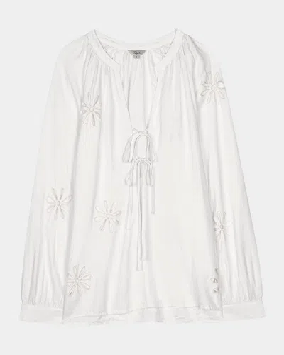 Rails Brielle Eyelet Linen Blouse In White Eyelet
