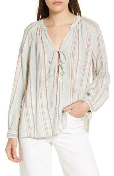 Rails Brielle Stripe Tie Front Linen Blend Blouse In Sag Harbor Stripe