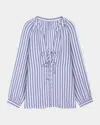 Rails Brielle Stripe Organic Cotton Gauze Tie Neck Top In Admiral Stripe