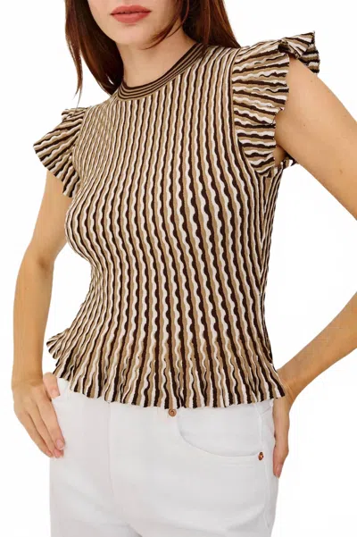 Rails Bryn Fitted Top In Brown Stripe In Multi