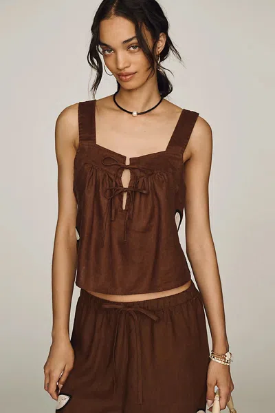 Rails Calais 100% Linen Tank Top In Brown