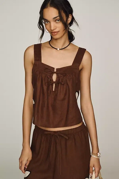 Rails Calais Linen Tank Top In Brown