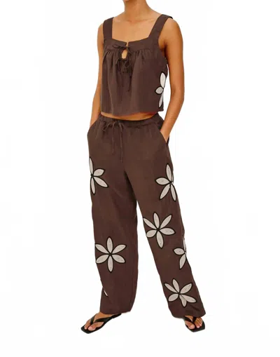 Rails Calais Top In Cocoa Floral Embroidery In Brown