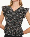 Rails Cali Flutter Sleeves Top In Cassia In Black