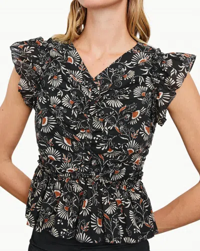 Rails Cali Flutter Sleeves Top In Cassia In Black