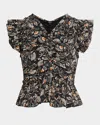 Rails Cali Floral Print Peplum Top In Cassia
