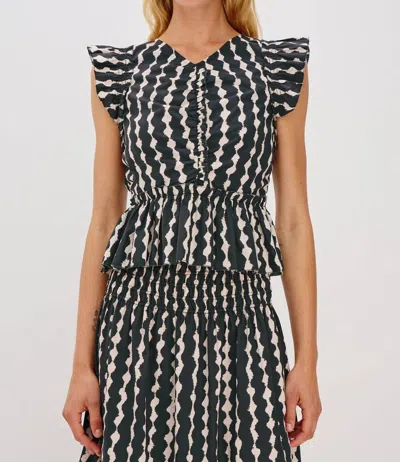 Rails Cali Flutter-sleeve Peplum Blouse In Black