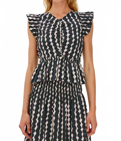 Rails Cali Flutter-sleeve Peplum Blouse In Black