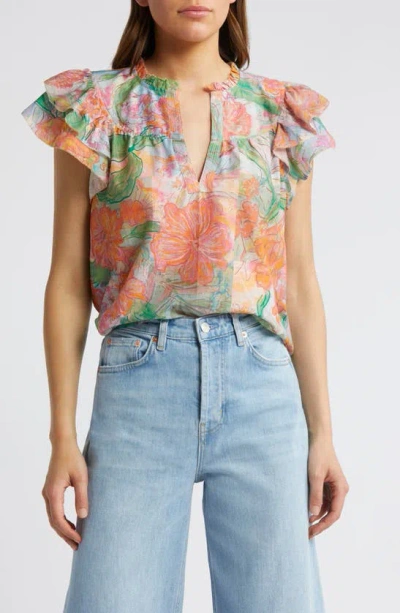 Rails Calista Floral Flutter Sleeve Top In Tropics