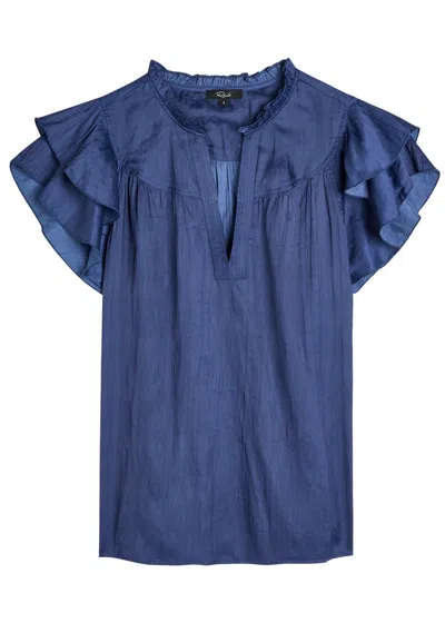 Rails Calista Ruffled Satin Top In Blue