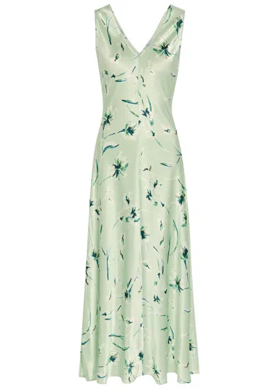Rails Camellia Floral-print Satin-crepe Midi Dress In Green
