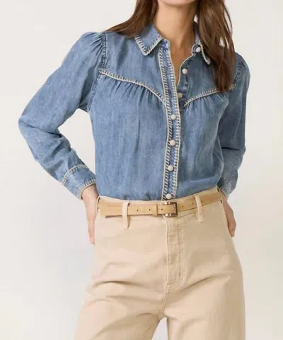Rails Campbell Denim Top In Blue Ridge In Animal Print