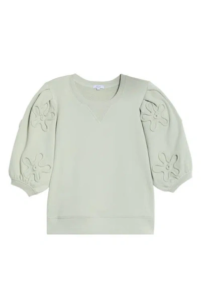 Rails Camy Floral Puff Sleeve Cotton Sweatshirt In Green