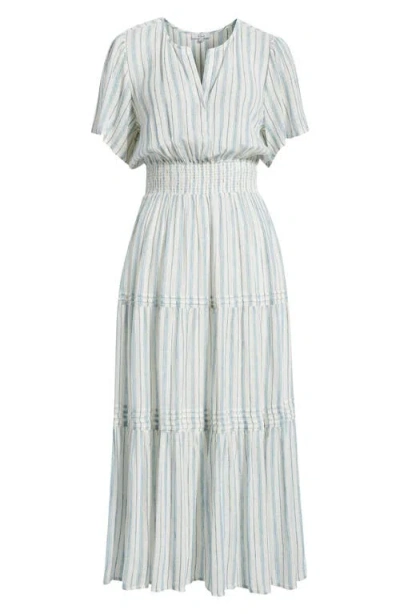 Rails Cannes Stripe Linen Blend Dress In White