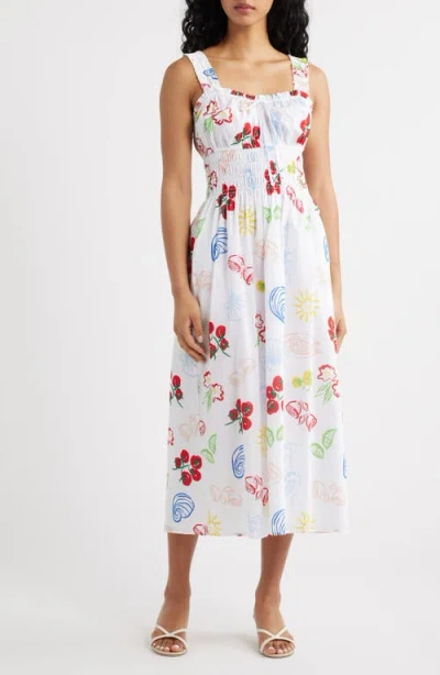Rails Capri Printed Cotton Midi Sundress In White
