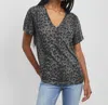 Rails Cara Umber Leopard Top In Dark Grey In Grey