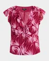 Rails Carmine Frond Print Flutter Sleeve Top In Bahia