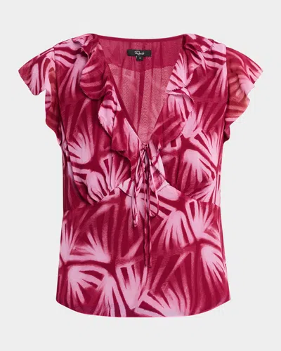 RAILS CARMINE CHIFFON FLUTTER-SLEEVE BLOUSE