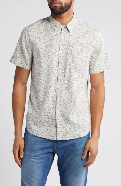 Rails Carson Abstract Print Short Sleeve Linen Blend Button-up Shirt In Spring Blossom Parchment