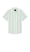 Rails Carson Stripe Short Sleeve Stretch Linen Blend Button-up Shirt In Multi