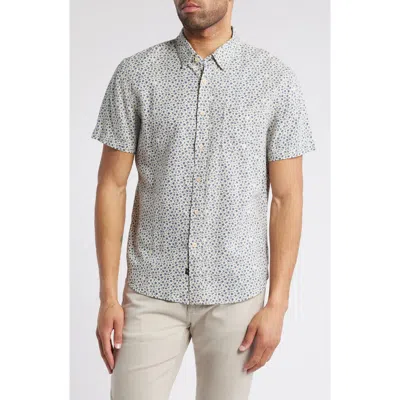 Rails Carson Floral Short Sleeve Stretch Linen Blend Button-up Shirt In Blue