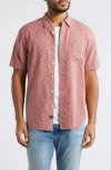 Rails Carson Floral Short Sleeve Stretch Linen Blend Button-up Shirt In Pendant Batik Rose