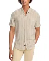 Rails Carson Relaxed Fit Short Sleeve Linen Shirt In Almond Mauve Stripe